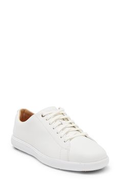 A classic pair of low-top sneakers are designed with foam cushioning for comfort in every stride. Round toe Lace-up vamp Leather upper/rubber sole Imported White White, Cole Haan, White Sneaker, Top Sneakers, Womens Sneakers, Leather Upper, Nordstrom, Lace Up, Sneakers