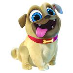 a cartoon dog with big blue eyes and a pink collar