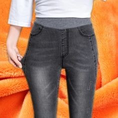 • High Waist Design :The high waist design of these jeans accentuates the waistline, creating a flattering silhouette for plus size women. • Stretch Slim-Fit :Made with stretchy material, these jeans offer a slimming fit, enhancing your natural curves while providing comfort throughout the day. • Versatile Seasonal Wear :Perfect for spring and autumn, these jeans can be your go-to wardrobe staple, offering a balance of style and comfort. • Plus Size Availability :Catering to plus size women, the Korean Jeans, Drawstring Jacket, Elastic Waist Jeans, Velvet Jeans, Denim Decor, Oversized Jeans, Long Jeans, Jeans For Women, Waist Circumference