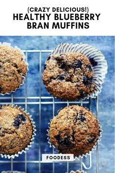 blueberry muffins cooling on a wire rack