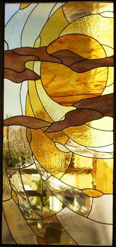 a close up of a stained glass window