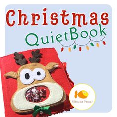 a book cover with an image of a reindeer's face on it and the title christmas quietbook