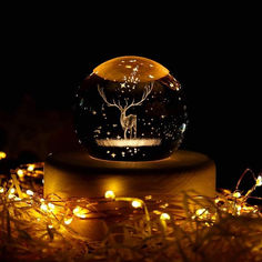 Package Contain: 1x 3D Deer Crystal Desk Lamp, USB Cable, User Manual (Warm White Color)
Base Size and Led: Base Size 7 cm with Wooden Touch, 5 led Warm White color with usb connection, Crystal Ball Size is 6 cm
Material: The 3D Deer Forest Crystal Ball Night Light is made from high-quality crystal, safe and harmless to the human body. The night light comes with soft, uniform, non-flicker light. It is a practical kids night light for the bedroom. Baby Night Light, Deer Decor, Globe Lamps, Engraved Crystal, Globe Decor, Crystal Balls, Reindeer Ornaments, 3d Crystal, Music Boxes