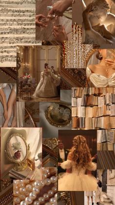 a collage of photos with many different things in the background, including dresses and jewelry