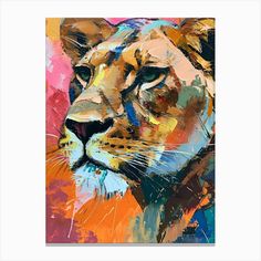 an abstract painting of a lion's face