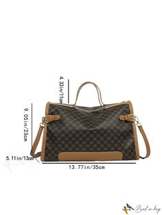 BirdinBag - Womens Travel Tote: Stylish & Spacious Geometric Print Handbag with Ample Storage Brown Top Handle Duffle Bag For Shopping, Rectangular Duffle Bag With Removable Pouch For Shopping, Large Capacity Shoulder Duffle Bag For Shopping, Large Capacity Duffle Bag With Double Handle For Shopping, Brown Rectangular Duffle Bag For Shopping, Satchel Weekender Bag With Detachable Handle, Brown Satchel Duffle Bag For Shopping, Large Capacity Top Handle Travel Bag For Daily Use, Large Capacity Top Handle Shoulder Bag For Travel