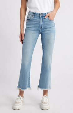 HIDDEN JEANS High Waist Raw Hem Crop Flare Jeans | Nordstrom High Rise Cropped Jeans, Cute Preppy Jeans, Mini Flare Jeans, Hidden Jeans, Crop Flare Jeans, New York Outfits, Xmas 2024, Crop Flare, Jeans High Waist