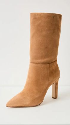 Larroude Cindy Boots | Shopbop Jordan Low, No Closure, Pointed Toe Boots, Slouched Boots, Low Boots, Heel Caps, Rubber Heels, Suede Booties, Suede Boots