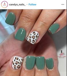 Mail Dip Designs, Current Nail Trends 2023 Short, Green Animal Print Nails, Green Leopard Print Nails, Anc Nail Ideas, Rodeo Nails, Cowboy Nails, Tiger Nails, Future Nails