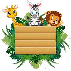 an image of animals holding a sign in the jungle