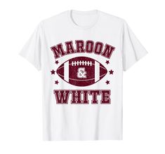 PRICES MAY VARY. On Gameday Football We Wear Maroon And White School Spirit shirt. Great outfit for school, teachers students, kids, boy, girl or anyone who love play football, basketball, baseball, volleyball or any school sports. The perfect for your child on sports day Design "Gameday Football Shirt" is a great present for the fan football, football cheerleader, football lover, football player, football mom, receivers, and coaches who love football team, football season, game day football Lig Cute Football Shirts, Red Team Spirit T-shirt For Football Season, School Spirit T-shirt For Football Season, Sporty Red T-shirt For Football Season, White T-shirt For Football Season Fan Merchandise, Red T-shirt For Football Season Fan Merchandise, Football Cheerleaders, School Spirit Shirts, Football Lovers