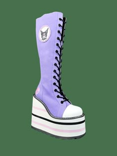 DETENTION KUROMI - LAVENDER - Y R U Kuromi Shoes, Lavender Outfit, Yru Shoes, Goth Shoes, 6 Inch Heels, Kawaii Shoes, High Shoes, Dolce E Gabbana, Goth Outfits