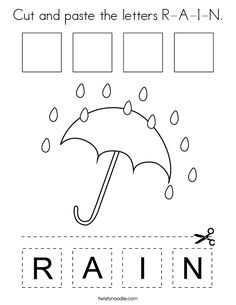 the letter r is for rain worksheet with an umbrella and cut out letters