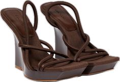 Calf Leather Wedge Sandals, Calf Leather Wedge Heel Sandals For Formal Occasions, Modern Brown Wedge Sandals, Calf Leather Wedge Heel Sandals, Brown Wedge Sandals With Padded Heel, Modern Calf Leather Wedge Heels, Modern Brown Leather Wedge Sandals, Modern Leather Wedge Sandals With Heel Loop, Formal Brown Leather Wedge Sandals