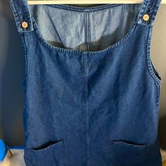 Super Cute Blue Denim Romper Blue Denim Top With Pockets, Dark Wash Denim Top With Pockets For Day Out, Casual Light Wash Denim Dress, Dark Wash Denim Top, Casual Blue Denim Dress, Orange Jumpsuit, Free People Romper, White Lace Romper, Tweed Pants