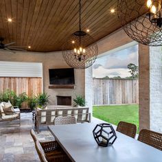 an outdoor living room and dining area is featured on instagram