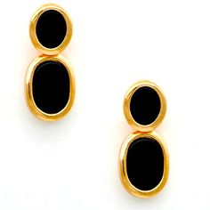 Gold And Black Chic Black Earrings With Black Enamel, Chic Black Evening Earrings, Classic Black Earrings For Formal Occasions, Classic Black Pierced Earrings, Classic Black Drop Earrings, Black Enamel Earrings For Formal Occasions, Classic Black Earrings, Formal Black Onyx Earrings, Classic Black Earrings For Party