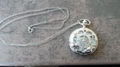 Compass Necklace Aesthetic, Stopwatch Necklace, Compass Watch, Clock Necklace, Pocket Watch Necklace, Silver Pocket Watch, Fantasy Jewelry