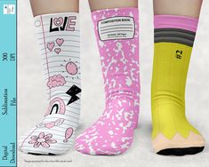 Fun Socks Sublimation, Socks Illustration, Elf Socks, Sublimation Pink, Buffalo Plaid Ornaments, Bottle Opener Design, Socks Design, Nylon Socks, Word Art Design