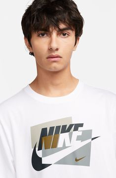 Dimensional logo art amps up the big Nike energy of a T-shirt made for playing and winning in the comfort of soft, breathable cotton. 29" length (size Medium) Crewneck Long sleeves 100% cotton Machine wash, tumble dry Imported