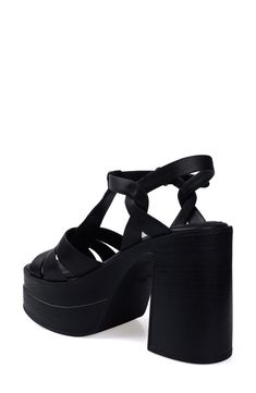 Smooth leather straps provide a refined finishing touch for this lofty, look-defining platform sandal. 4" heel; 2" platform Adjustable ankle strap with buckle closure; hidden elastic inset Leather upper and lining/synthetic sole Imported Spring Platform T-strap Heels, Spring T-strap Platform Heels, Spring T-strap Platform Wedge Sandals, Summer T-strap Heels With Stacked Heel, Evening T-strap Platform Sandals, Leather T-strap Sandals With 4-inch Heel, Leather T-strap Platform Heels, Platform Wedge Sandals With Ankle Strap, Ankle Strap Platform Wedge Sandals