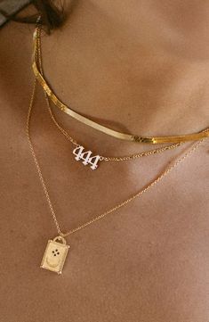 Child of Wild Angel Energy Pendant Necklace | Nordstrom Wild Angel, Number Jewelry, Child Of Wild, Angel Energy, Number Necklace, Herringbone Necklace, Jewelry Lookbook, Special Jewelry, Angel Numbers