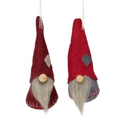 Set of 2 Christmas gnome ornaments. Gnomes are dressed in burgundy, red and gray. Comes ready to hang on matching strings Bulbous Nose, Santa Gnomes, Gnome Dress, Gnome Ideas, Holiday Gnomes, Gnome Pictures, Long Beard, Gnomes Christmas, Santa Gnome