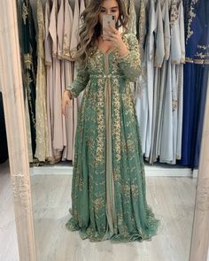 High Neck Evening Gown, Muslim Gown, Farasha Abaya, Evening Dresses Lace, Gold Evening Dresses, Moroccan Caftan, Dress Sleeve Styles