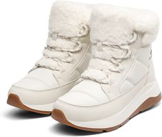 Experience outdoor winter activities in comfort and style with these faux fur lined off-white snow boots. Perfect for cold and wet conditions, these boots are 100% waterproof to keep your feet dry and warm. The soft and cozy faux fur lining makes them comfortable and durable for all-day wear. Polyurethane Lace up Closure Made of TPU and PU for greater traction Water Resistant Brand Size US UK Europe 5.0 5.0 3.0 36.0 5.5 5.5 3.5 36.5 6.0 6.0 4.0 37.0 6.5 6.5 4.5 37.5 7.0 7.0 5.0 38.0 7.5 7.5 5.5 Cream Winter Outdoor Boots, Cream Synthetic Winter Boots, Cream Synthetic Boots For Winter, Winter Cream Synthetic Boots, White Waterproof Winter Boots, White Boots For Winter Sports, Casual White Boots For Winter Sports, White Waterproof Boots For Winter Outdoor Activities, White Snow Boots For Winter