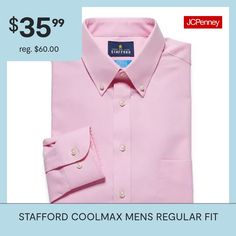 Deemed a Gotta-Have-It item for value you can count on every day! Style and performance meet in this Stafford Coolmax men's dress shirt. This long-sleeve button-down is cut for a regular-fit from wrinkle-free stretch-cotton and features moisture-wicking properties to keep you cool and confident all day. Team it with a pair of suit pants. Features: Moisture Wicking, Wrinkle Resistant, Stretch FabricClosure Type: ButtonFit: Classic FitNeckline: Collar NeckPockets: 1 Chest Slip Pocket, 1 Inside Co… Suit Pants, Long Sleeve Shirt Dress, Wrinkle Free, Mens Shirt Dress, Dress Shirt, Stretch Cotton, Sleeve Dress, Moisture Wicking, Stretch Fabric