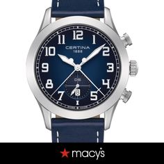 in stock Blue Chronograph Watch With Round Dial, Classic Blue Leather Chronograph Watch, Blue Chronograph Diving Watches, Blue Diving Watch With Chronograph, Blue Wear-resistant Chronograph Watch For Outdoor, Federated States Of Micronesia, Three Hands, Chronograph Watch, Armed Forces