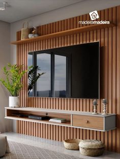 an image of a living room setting with wood paneling on the wall and tv