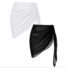 2 Pieces Women Beach Sarongs Sheer Cover Ups Bikini Wrap Skirt. One Black And One White. Perfect For Just About Any Suit. Flowy And A Little Sexy! New With Tags Red Swimsuit Coverup, Short Wrap Skirt, Sheer Cover Up, Sarong Wrap, Beach Sarong, Beach Wrap, Bathing Suit Covers, Beach Skirt, Bathing Suit Cover Up