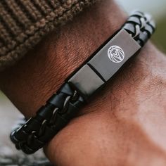 * Elegant vintage pleated style
 * Genuine leather product
 * Durable stainless steel clasp
 * Black goes with any colour combination Magnetic Lock, Black Leather Bracelet, Leather Wristbands, Black Braids, Braided Leather, Fantastic Gifts, Steel Bracelet, Stainless Steel Bracelet, Mens Bracelet