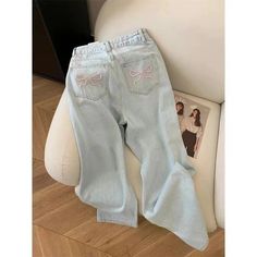 2024 Blue Jeans for Women High Quality High Waist American Wide Leg Pants Bow Embroidery Y2K Vintage Straight Summer Trousers Age: MIDDLE AGE Season: Summer Waist Type: high Decoration: Bow Elasticity: Non Strech Fabric Type: Denim Pattern Type: Solid Pant Style: STRAIGHT Material: POLYESTER Size Information Size S Hip:88cm Waist:64cm Length:96cm Size M Hip:92cm Waist:68cm Length:97cm Size L Hip:96cm Waist:72cm Length:98cm Size XL Hip:100cm Waist:76cm Length:99cm High Waist Embroidered Blue Pants, Blue Embroidered High Waist Pants, Spring Embroidered Denim Blue Pants, Embroidered Denim Blue Pants, High Waist Embroidered Blue Bottoms, Blue High Waist Embroidered Bottoms, Blue Embroidered High Waist Bottoms, Blue Embroidered Wide Leg Jeans, High Waist Embroidered Denim Blue Bottoms