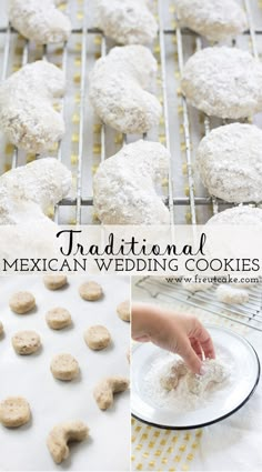 mexican wedding cookies with powdered sugar on top