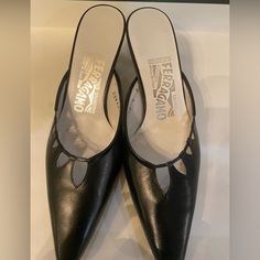 Ferragamo Shoes For Woman Black Leather Perfect Condition New With Dust Bag Dice 6b Made In Italy Nude Pumps Shoes, Ferragamo Shoes Women, Suede Loafers Women, Zebra Print Heels, Spectator Shoes, Ferragamo Pumps, Shoes For Woman, Leather High Heel Boots, Mule Shoes