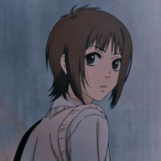 an anime character with short hair and brown eyes