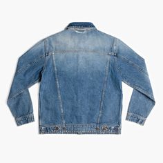 A Timeless Denim Trucker Jacket Made With Premium Light Blue "Vintage Wash" 13.75oz Japanese Selvedge Denim For An Incredible Look & Feel. Midweight & Unlined, Perfect For Year-Round Wear. Made In Portugal With Durable Brass Buttons, Twin Side Pockets, and 100% Cotton Denim. Shop Now For Free Shipping & Returns! Casual Selvedge Denim Jacket In Denim Blue, Casual Selvedge Denim Jacket In Relaxed Fit, Urban Style Medium Wash Denim Jacket With Button Closure, Denim Blue Outerwear With Double-needle Stitching, Long Sleeve Denim Jacket With Double-needle Stitching For Streetwear, Long Sleeve Medium Wash Rigid Denim Outerwear, Streetwear Denim Jacket With Double-needle Stitching, Long Sleeve Denim Outerwear With Double-needle Stitching, Medium Wash Long Sleeve Rigid Denim Outerwear