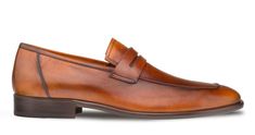 Style: Calfskin Penny Loafer Cognac Classic slip-on Penny Loafer from the Mezlan collection in Hand Burnished European Calfskin features soft Calfskin lining, their injected memory foam cushioned insole, and a combination Leather/Rubber Sole for your increased comfort! Handmade in Spain. Elegant Cognac Loafers With Plain Toe, Luxury Cognac Loafers With Leather Lining, Elegant Cognac Slip-on Moccasins, Elegant Cognac Moc Toe Loafers, Elegant Cognac Loafers For Business Casual, Formal Slip-on Moccasins With Leather Lining, Elegant Loafers With Leather Sole In Cognac, Elegant Cognac Loafers With Leather Sole, Elegant Brown Moc Toe Moccasins