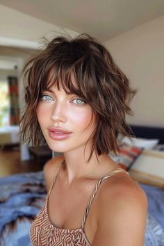 Are you ready to embrace the edgy, stylish, and incredibly versatile world of short shag hairstyles with bangs? This iconic haircut has made a major comeback in recent years, and for good reason. The short Medium Shag Haircuts No Bangs, Heavy Fringe Hairstyles, Edgy Wavy Haircuts, Wavy French Bob With Bangs, Very Short Shag, Lob Shag Haircut, Shaggy Bangs Short Hair, Short Hair With Lots Of Layers, Short Edgy Shag Haircut