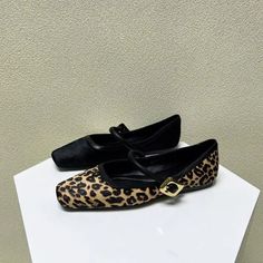 LBSFY  -  Square Toe Mary Jane Ballet Flats Women Shoes Leopard Print Comfortable Soft Satin Flat Heel Shallow Shoes Ladies Zapatilla Women's Flat Shoes, Mary Jane Ballet Flats, Shoes Ladies, Womens Ballet Flats, Jane Shoes, Sandals For Sale, Mary Jane Shoes, Casual Shoes Women, Style Moderne