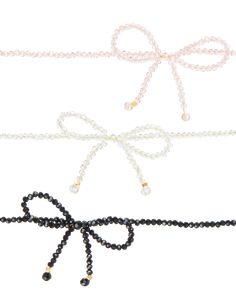 Inspired by the grace and delicacy of prima ballerinas, shimmering crystal beads loop de loop into a perfect, plucky bow. The best way to make your outfit en pointe! This crystalline bracelet wraps your wrists in a sweet bow, adding the perfect touch of grace to any look. Glass beaded chain. Available in Ballet Slipper, Ice, and Onyx! Available sizes: 6.5" / 7.5" All jewelry is made by hand to order. Jewelry will ship 2-3 weeks from the order date (if not sooner!) For custom chain length, please Susan Alexandra, Ballerina Necklace, Custom Chain, Ring My Bell, Diy Crochet Bag, Bows Diy Ribbon, Bow Making, Bow Jewelry, Ballet Slippers