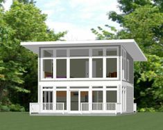 this is an artist's rendering of a two story house with porches and balconies