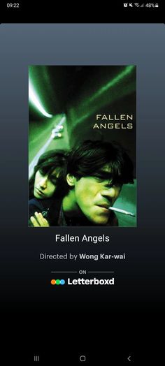 an iphone screen showing the movie poster for fallen angels, which is being viewed on laterbox