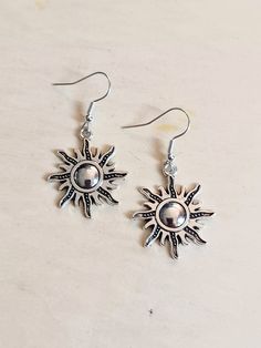 Silver sun dangling earrings with hypoallergenic and nickel free backs of your choice Silver Jewelry For Everyday Summer Wear, Summer Dangle Earrings With Ear Wire, Nickel-free Sterling Silver Summer Jewelry, Summer Everyday Dangle Jewelry, Everyday Summer Silver Jewelry, Nickel-free Drop Earrings For Summer, Trendy Nickel-free Summer Earrings, Trendy Summer Nickel-free Earrings, Summer Trendy Nickel Free Earrings