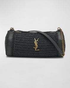 Get free shipping on Saint Laurent Cassandre Small YSL Tube Shoulder Bag in Raffia at Neiman Marcus. Shop the latest luxury fashions from top designers. Ysl Logo, Pre Fall Collection, The Saint, Leather Chain, Free Bag, Zip Top, Wedding Shoes, Clutches, Neiman Marcus