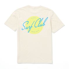 Gear up for sunset sessions and morning paddleouts this summer with our Surf Club Tee. Crafted from 100% cotton, it's your go-to for beach days and beyond. With our Surf Club logo on the front, it's the perfect summer uniform for embracing those laid-back moments by the waves. | Surf Club T-shirt in Natural Surf Club | Size: XL | by ALOHA Collection Aloha Collection, Surf Apparel, Surf Club, Summer Uniform, Sunset Session, Club Logo, Club T Shirt, Surf Outfit, Club Shirts