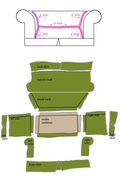 the diagram shows how to make a sofa out of cardboard and cut it into pieces