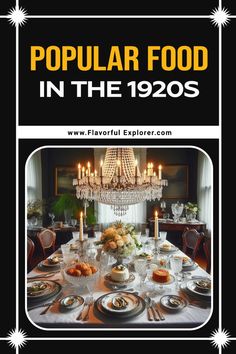 the cover of popular food in the 1920s, with an image of a chandelier